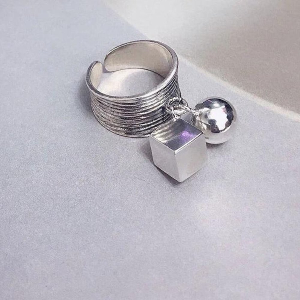 Silver Color Ring / Creative Beads Pendant Tassel Geometric / Jewelry Gifts for